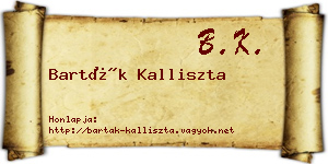 Barták Kalliszta névjegykártya